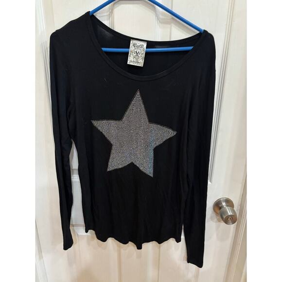 Vocal Star Studded Black Top Size Large - Picture 2 of 4
